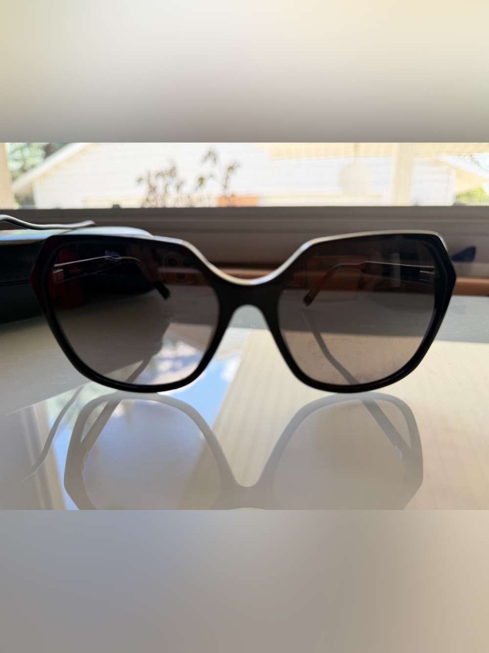 Kate Young for Tura Black Oversized Gradient Lens Sunglasses w/Case